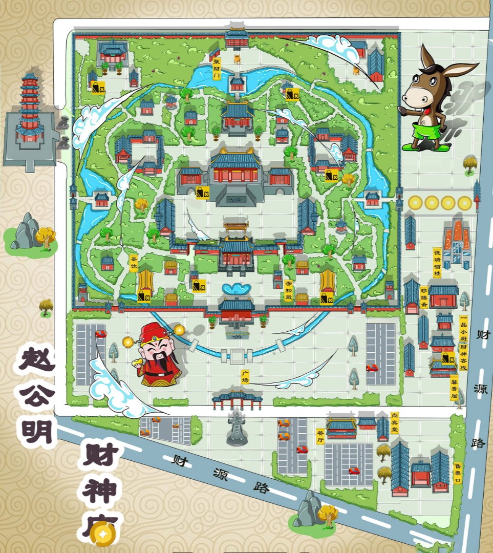 枣庄寺庙类手绘地图